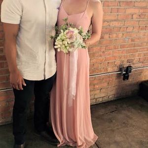 Blush pink bridesmaid dress.